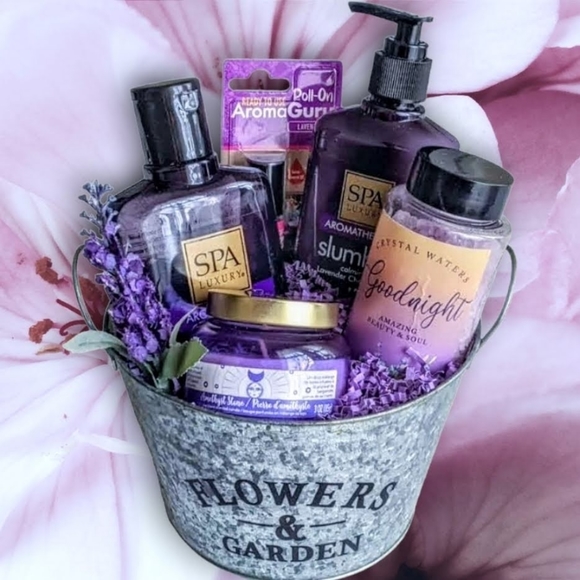 Luxurious Calming Lavender Slumber Gift Basket Relaxation - Picture 1 of 15